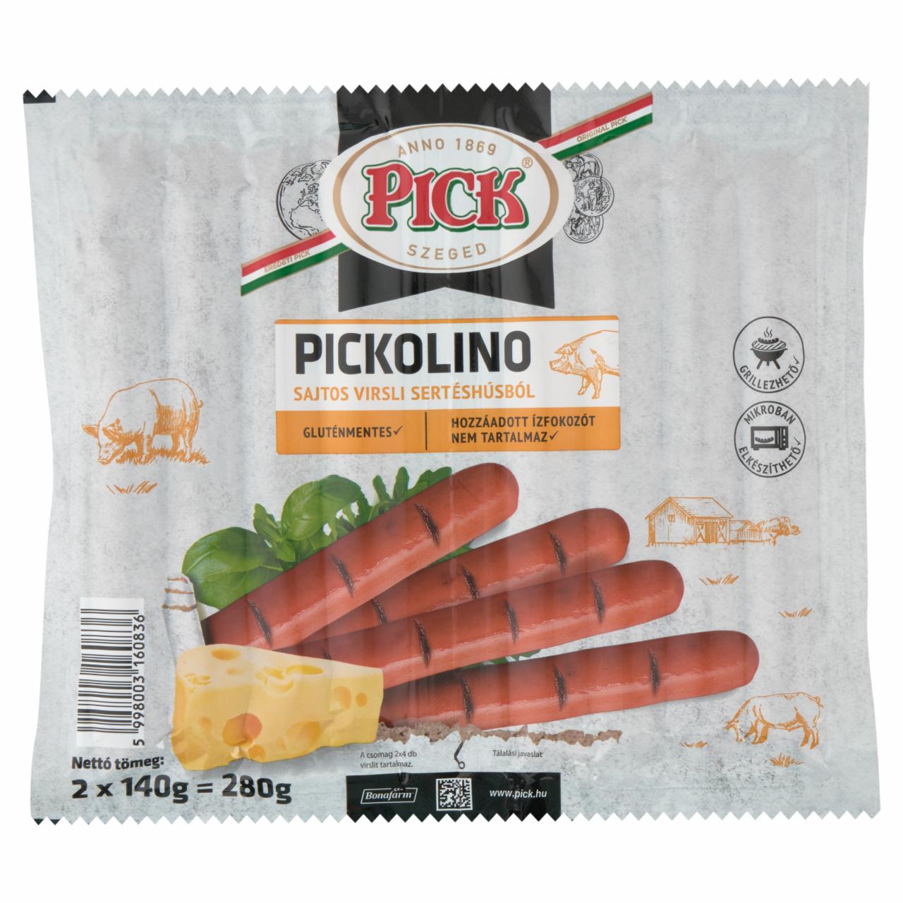 Képek - PICK Pickolino sajtos virsli sertéshúsból 2 x 140 g (280 g)