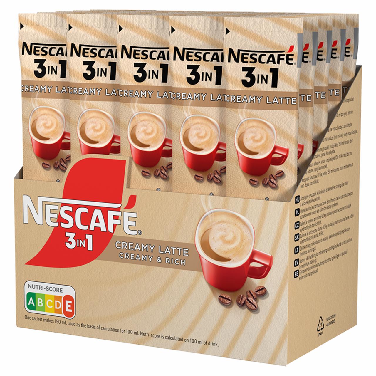 Képek - NESCAFÉ 3in1 Creamy Latte azonnal oldódó kávés italpor tejporral és cukorral 28 x 15 g (420 g)