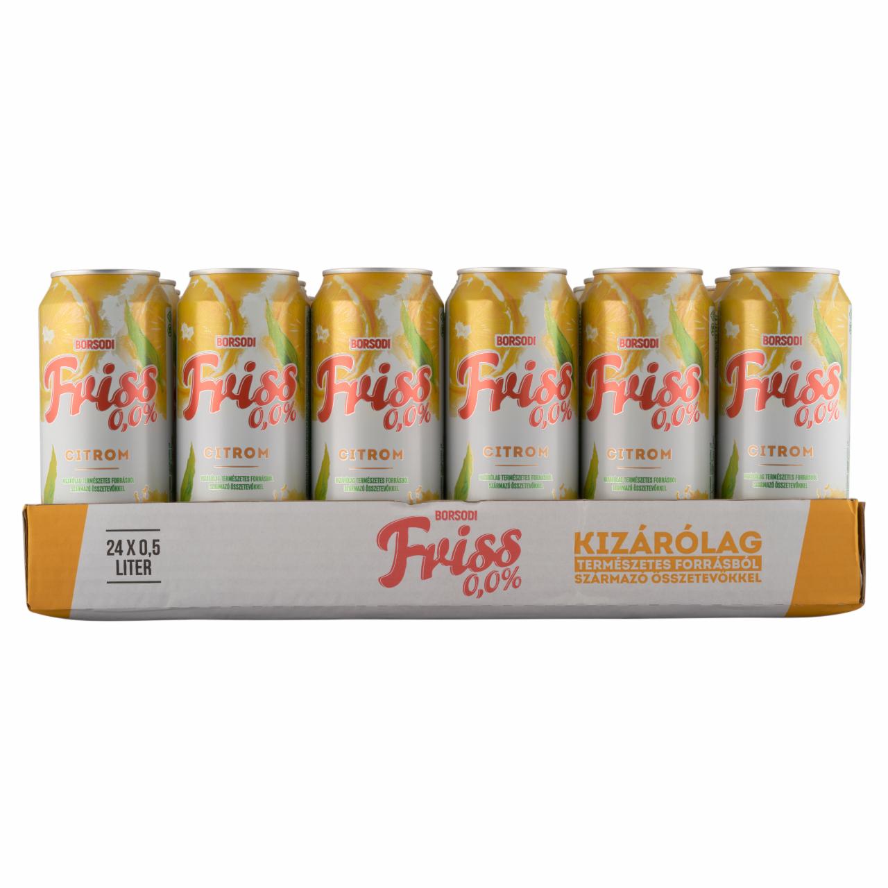 Képek - Borsodi Friss 0,0% citrom ízű ital és alkoholmentes világos sör keveréke 24 x 0,5 l