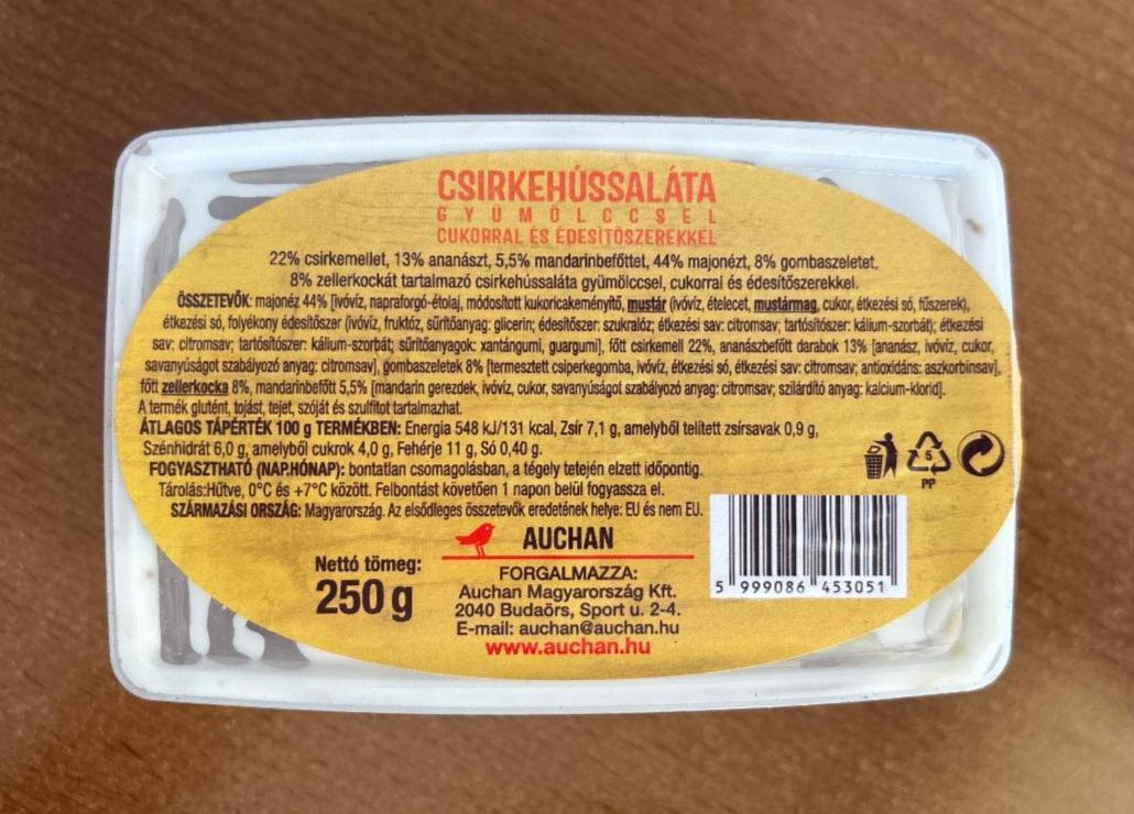 Képek - Csirkehússaláta gyümölccsel cukorral és édesítőszerekkel Auchan