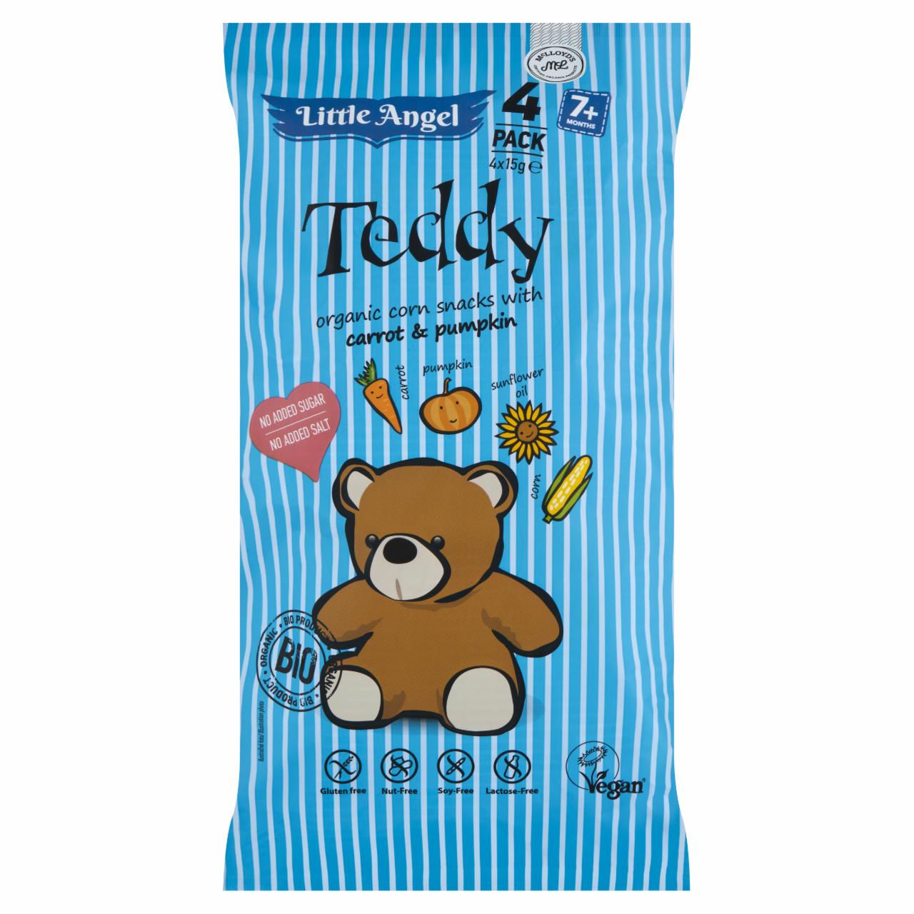 Képek - Little Angel Teddy extrudált kukoricás bio snack répával és tökkel 4 x 15 g (60 g)