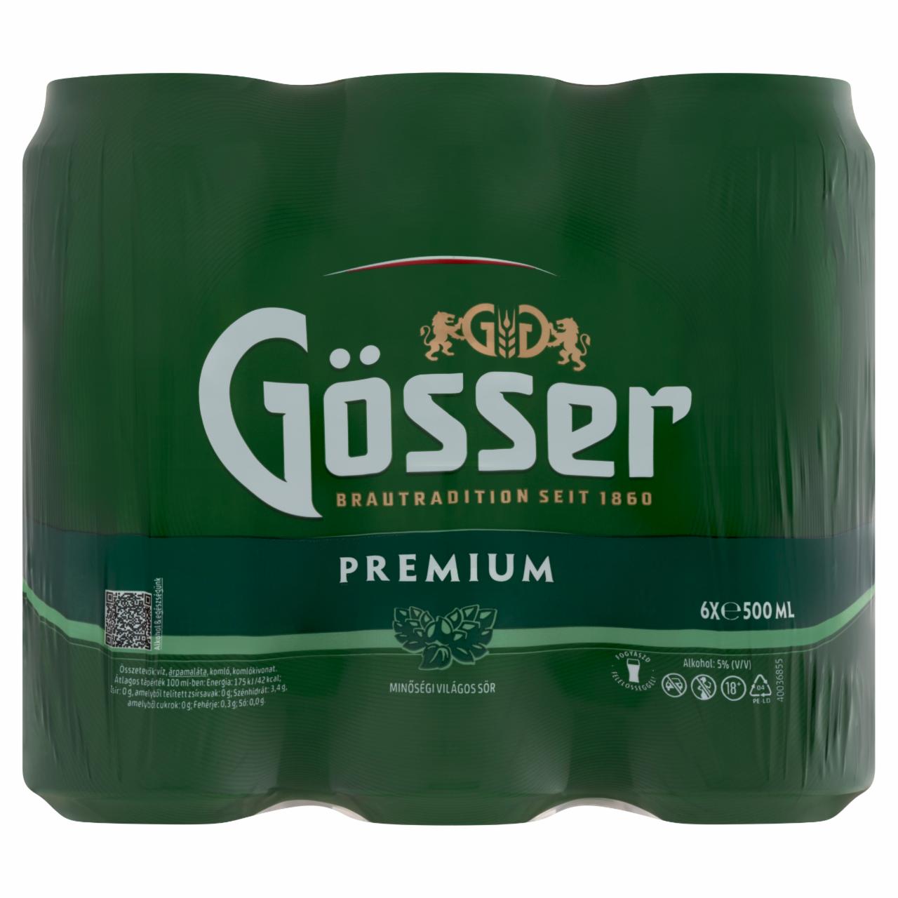 Képek - Gösser Premium minőségi világos sör 5% 6 x 500 ml