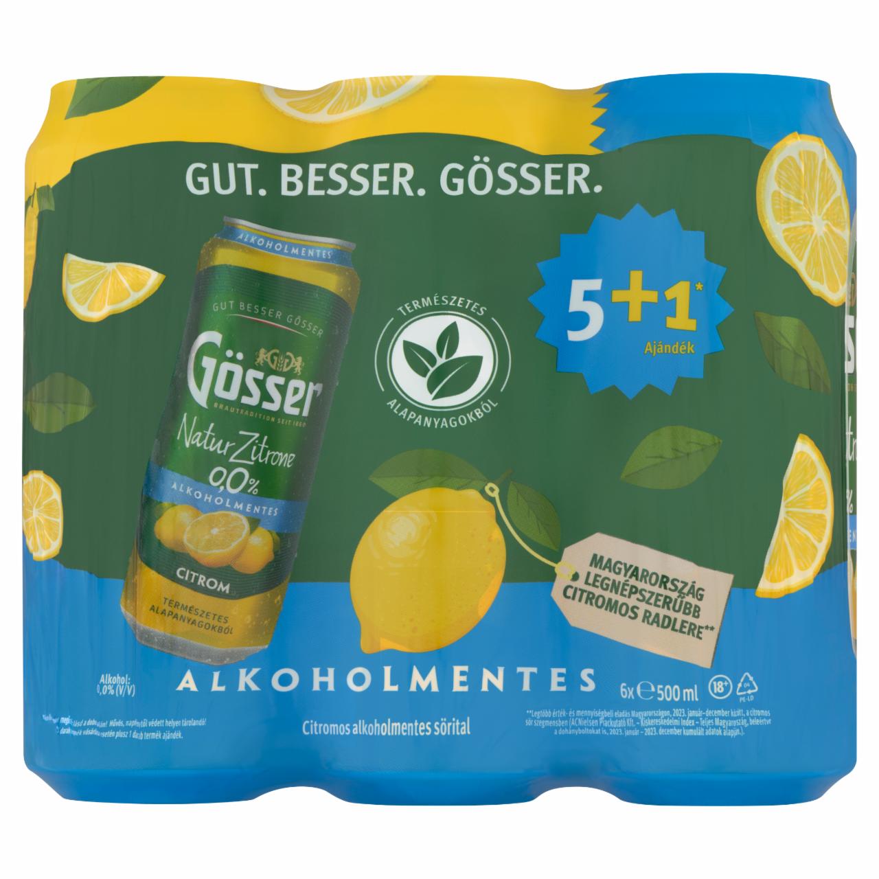 Képek - Gösser Natur Zitrone citromos alkoholmentes sörital 0,0% 6 x 500 ml