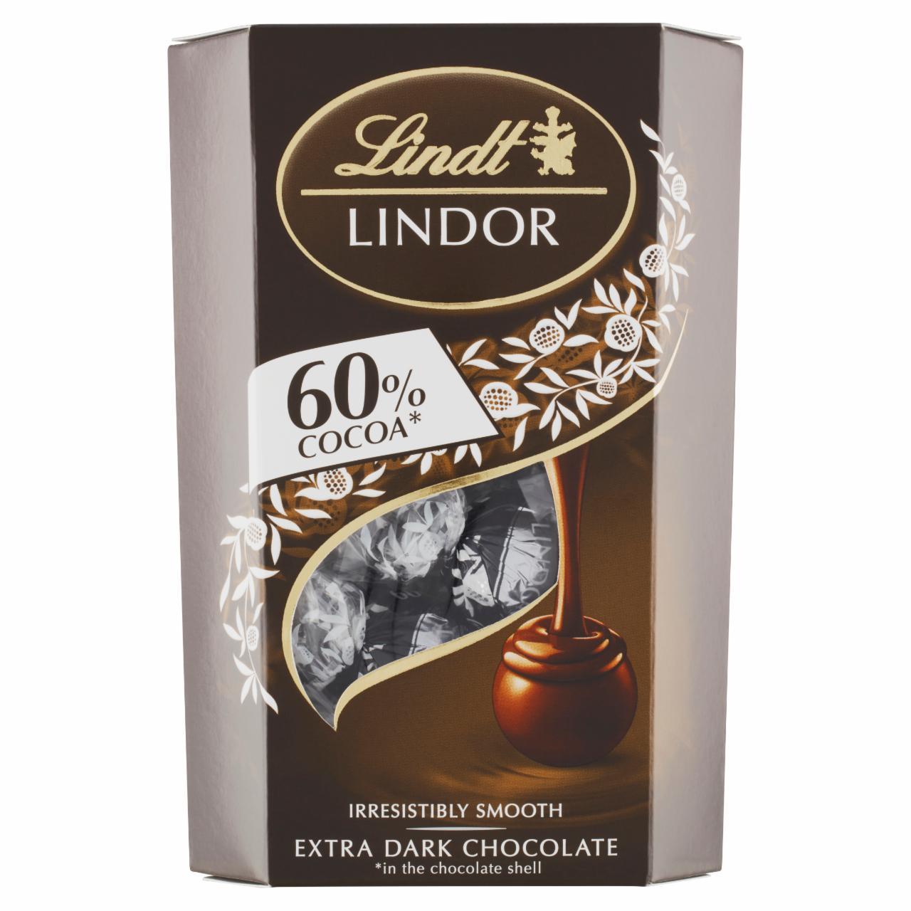 Képek - Lindt Lindor extra étcsokoládé praliné lágyan olvadó töltelékkel 200 g