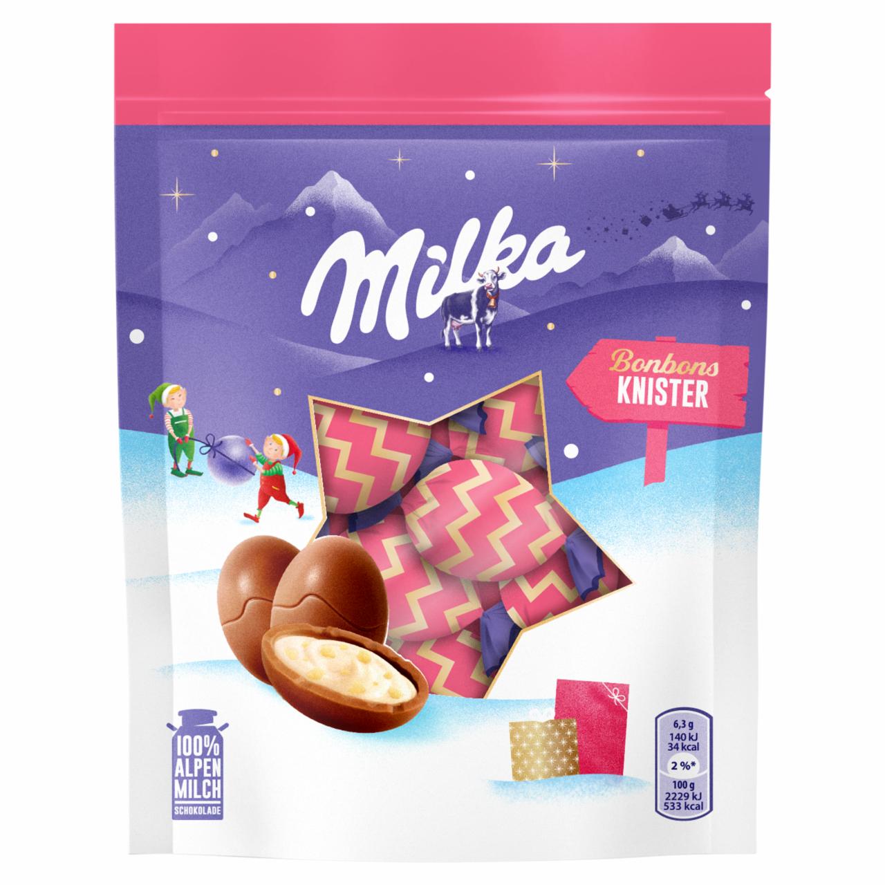 Képek - Milka alpesi tej felhasználásával készült tejcsokoládé krémtöltelékkel és robbanócukorkával 86 g 