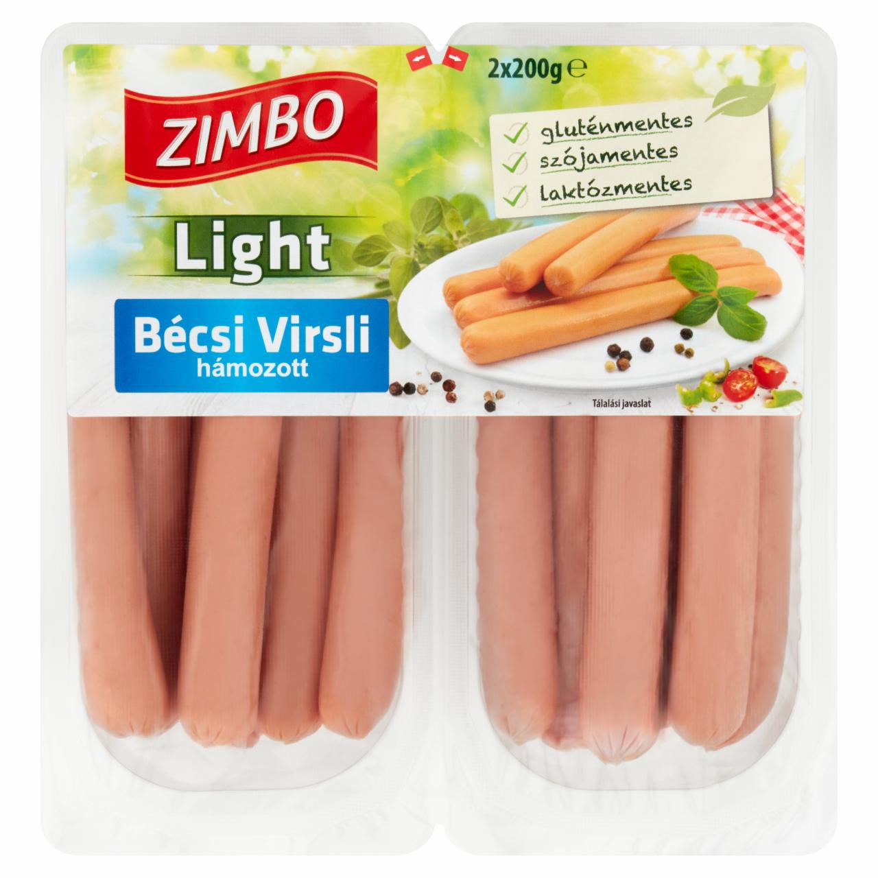 Képek - Zimbo Light hámozott bécsi virsli sertéshúsból 2 x 200 g (400 g)