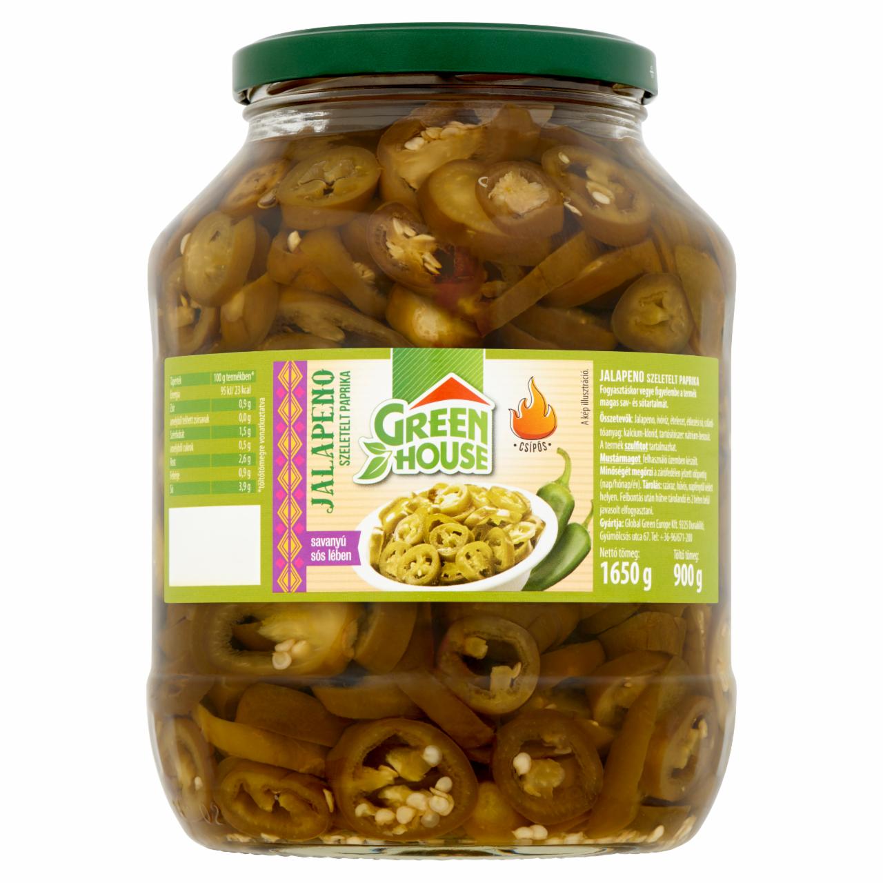 Képek - Green House jalapeno szeletelt paprika savanyú sós lében 1650 g