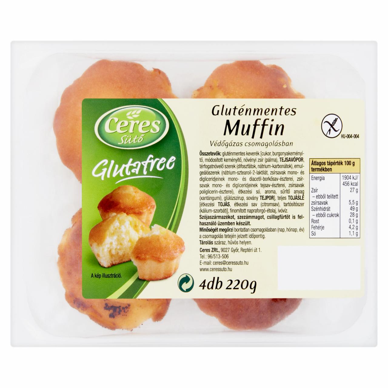 Képek - Ceres Sütő Glutafree gluténmentes muffin 4 db 220 g