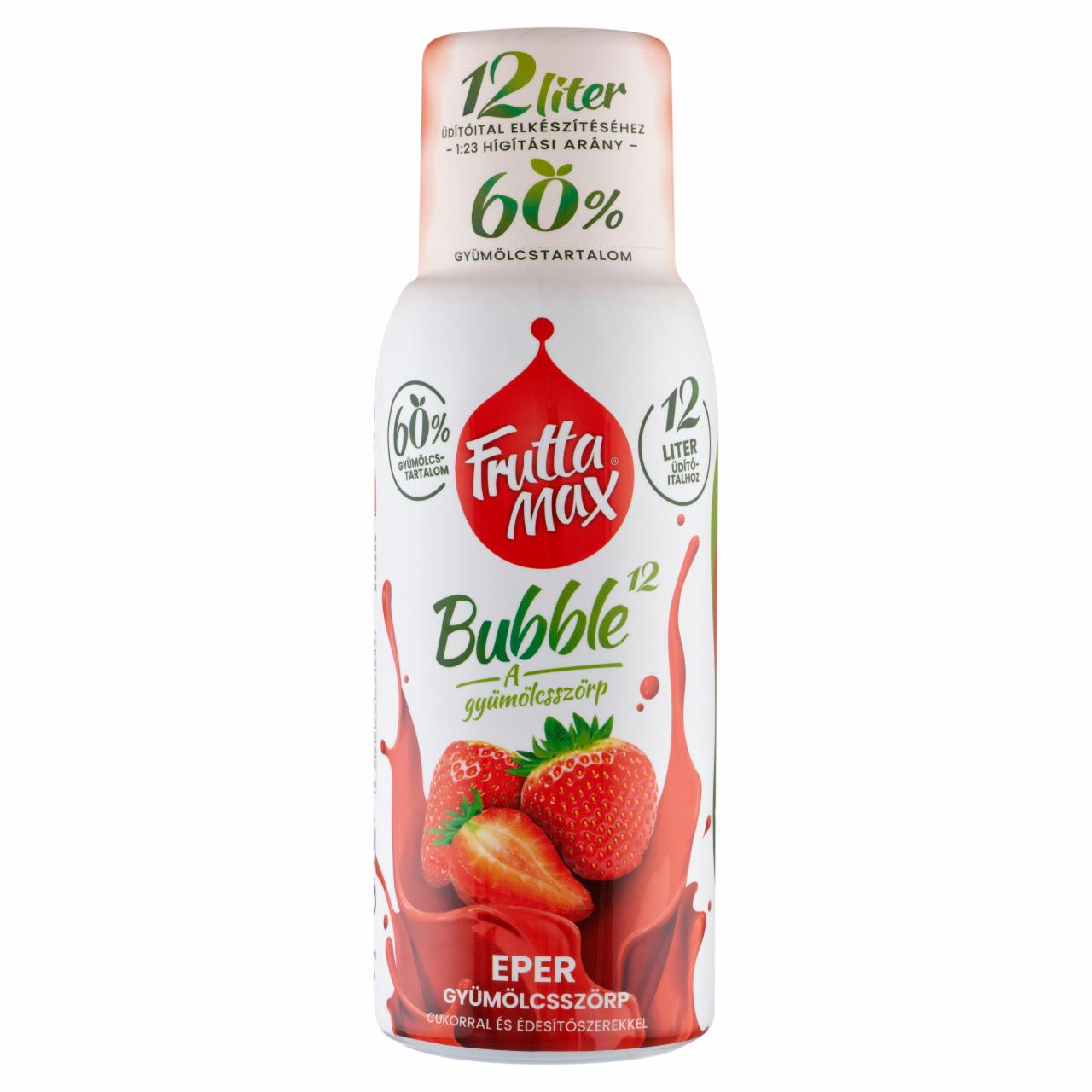 Képek - FruttaMax Bubble¹² eper gyümölcsszörp cukorral és édesítőszerekkel 500 ml 