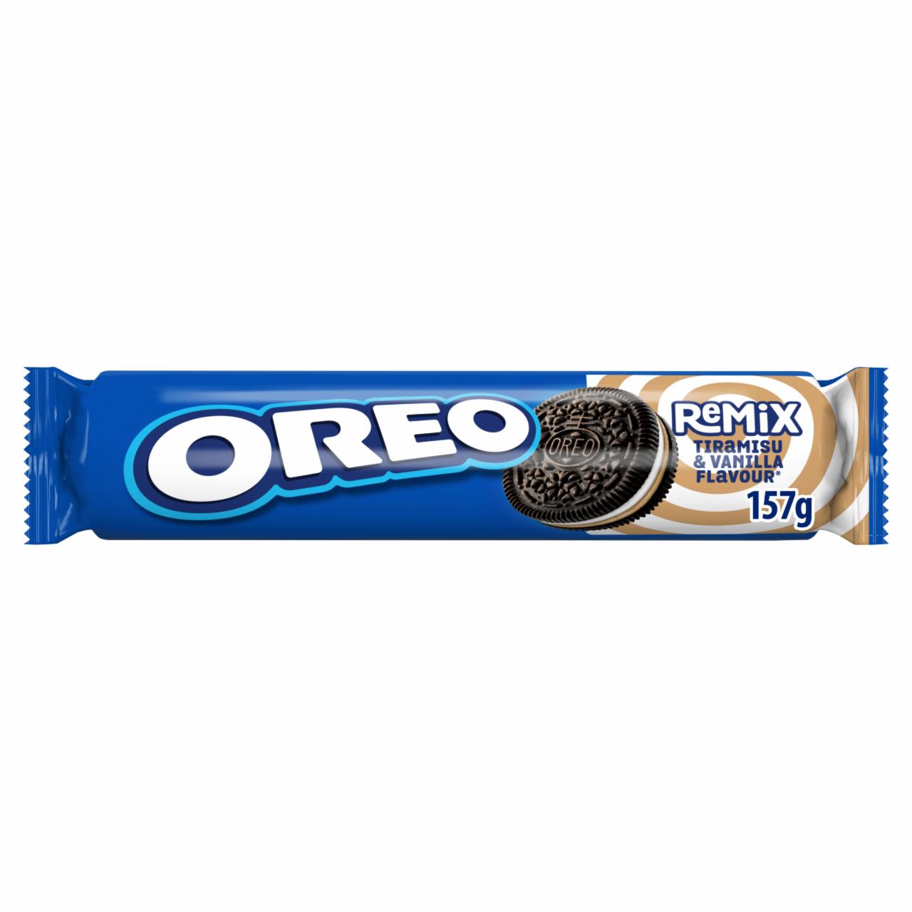 Képek - Oreo Remix vaníliaízű és tiramisuízű töltelékkel töltött kakaós keksz 157 g