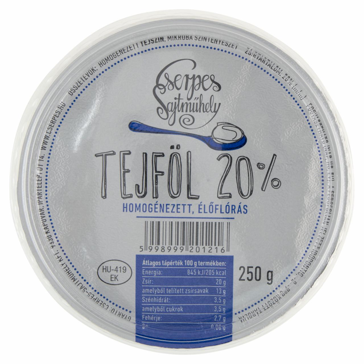 Képek - Cserpes Sajtműhely tejföl 20% 250 g