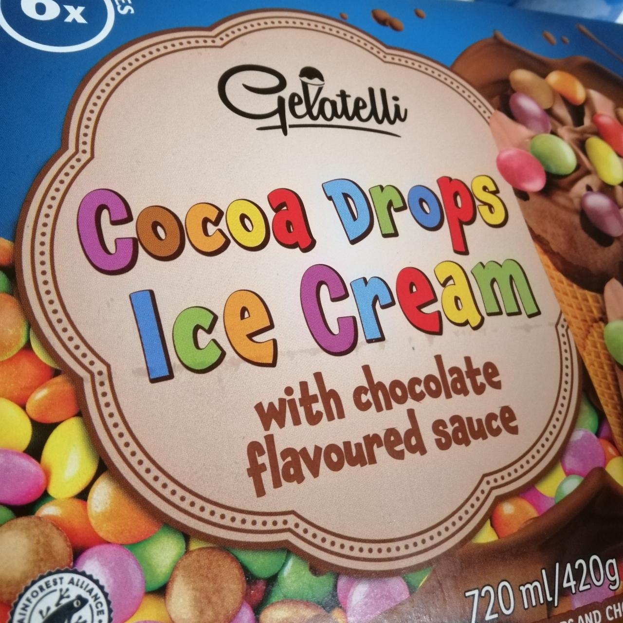 Képek - Cocoa drops ice cream with chocolate flavoured sauce Gelatelli