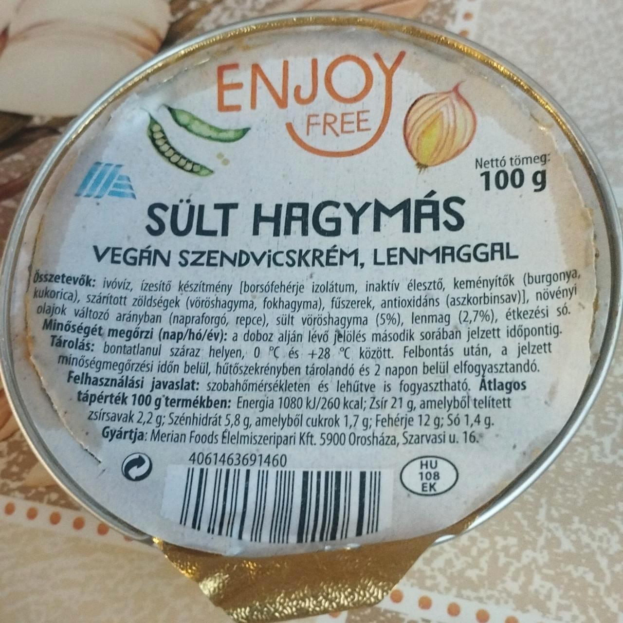 Képek - Sült hagymás vegán szendvicskrém lenmaggal Enjoy Free