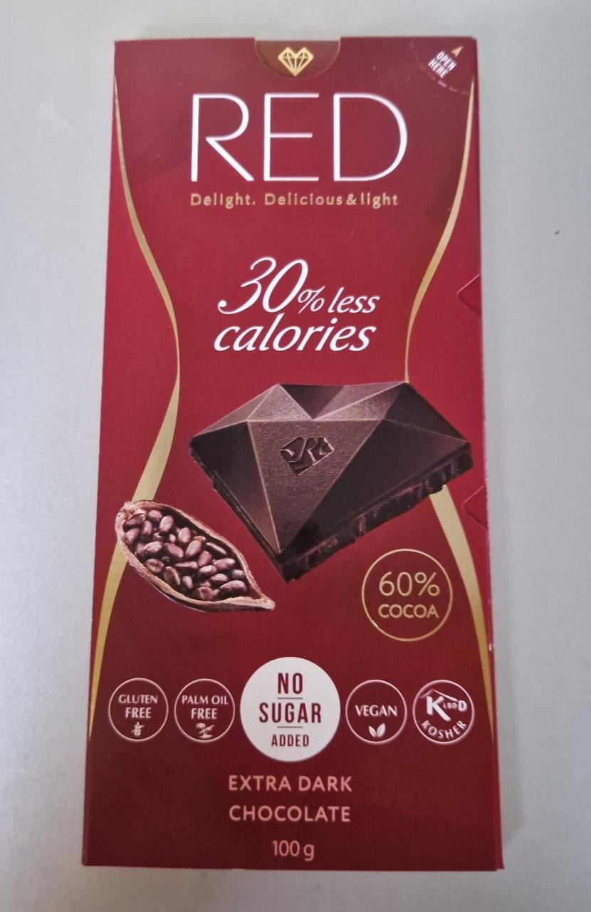 Képek - Csökkentett energiatartalmú extra étcsokoládé Red Delight