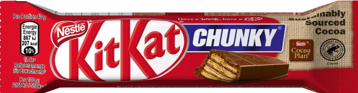 Képek - KitKat Chunky kakaós-krémmel töltött ostya tejcsokoládéban 40 g