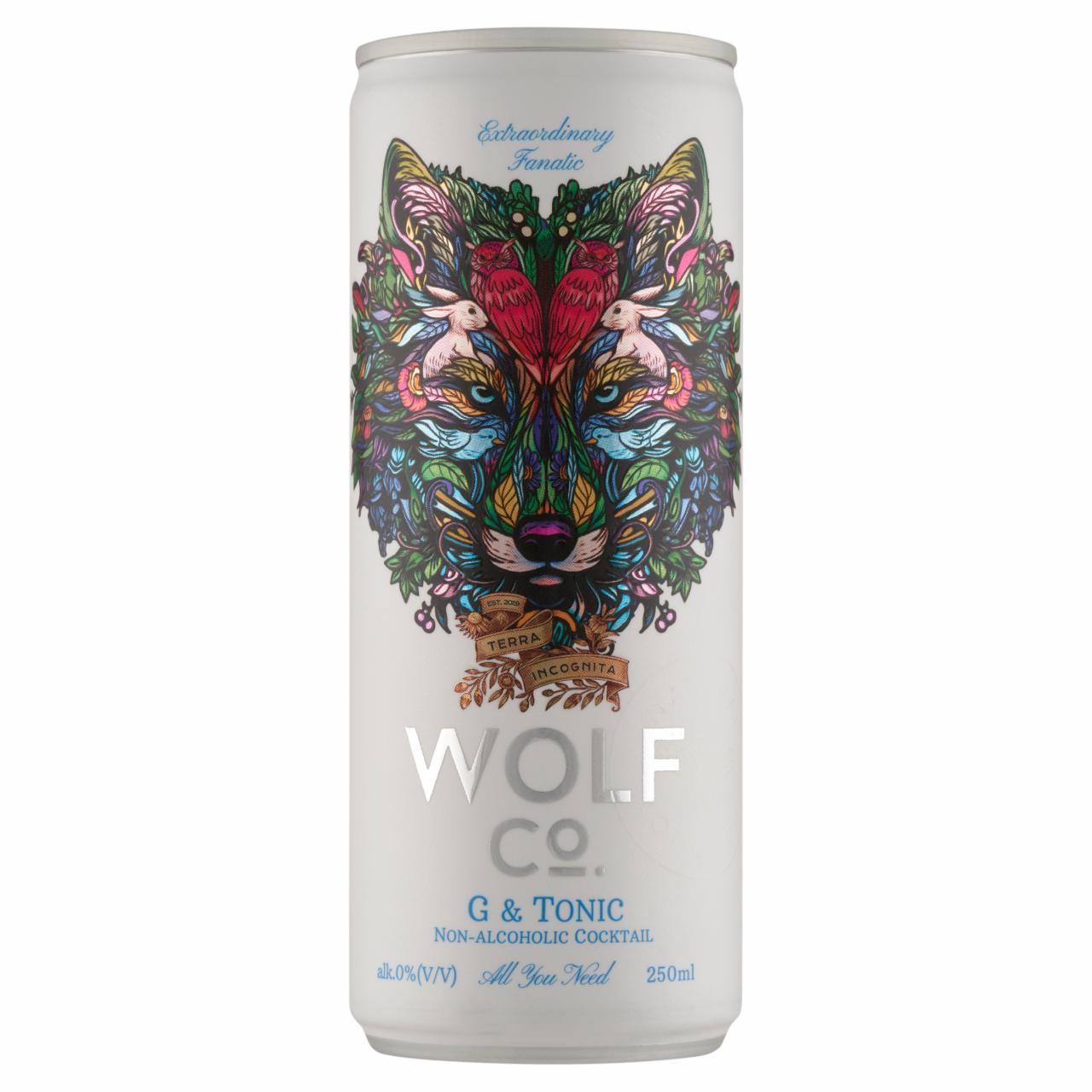 Képek - Wolf Co szénsavas G & Tonic ízű szén-dioxiddal dúsított alkoholmentes üdítőital 0% 250 ml