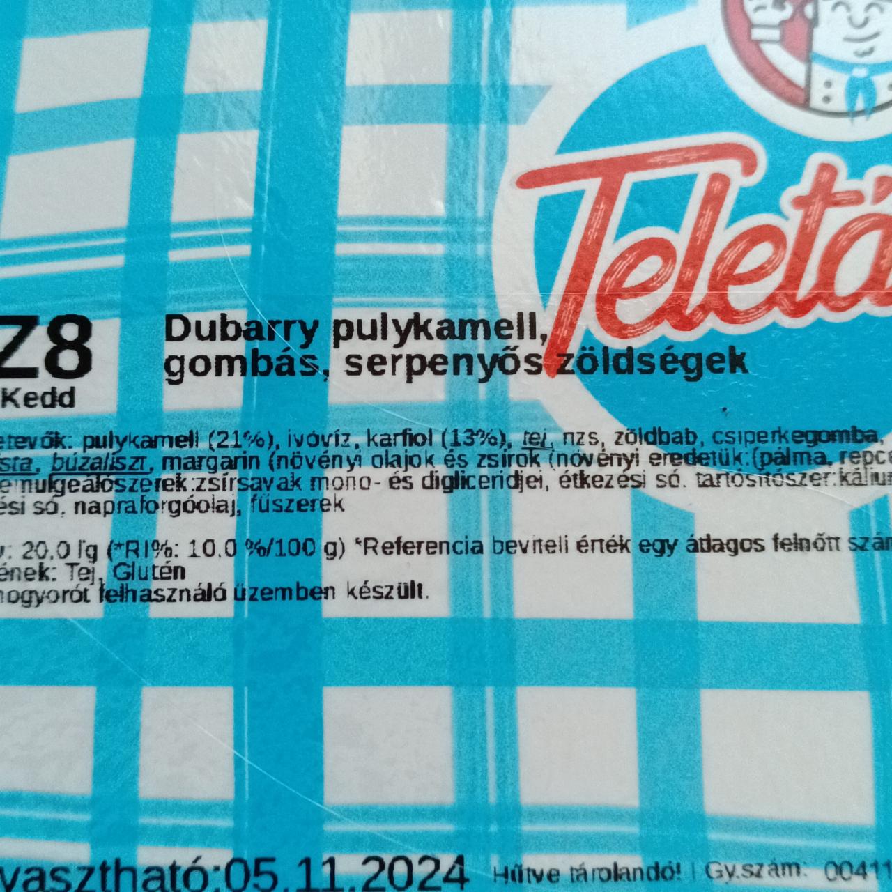 Képek - Dubarry pulykamell,gombás serpenyős zöldségek Teletál