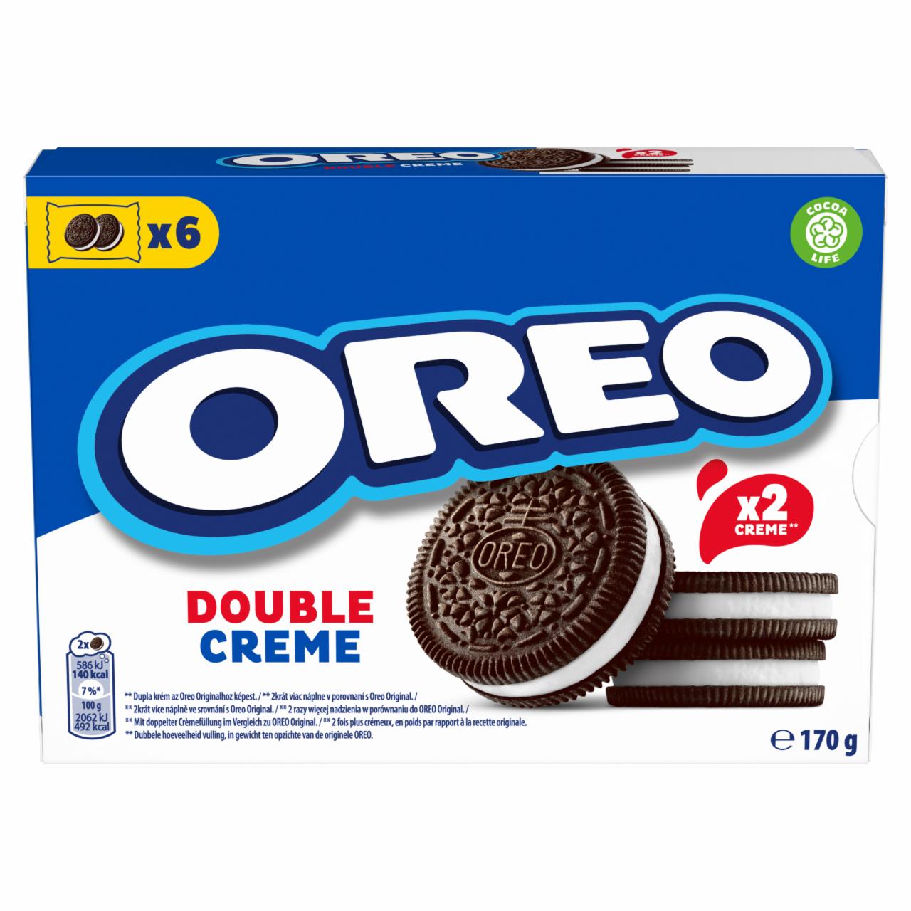 Képek - Oreo Double Creme vanília ízű töltelékkel töltött kakaós keksz 170 g