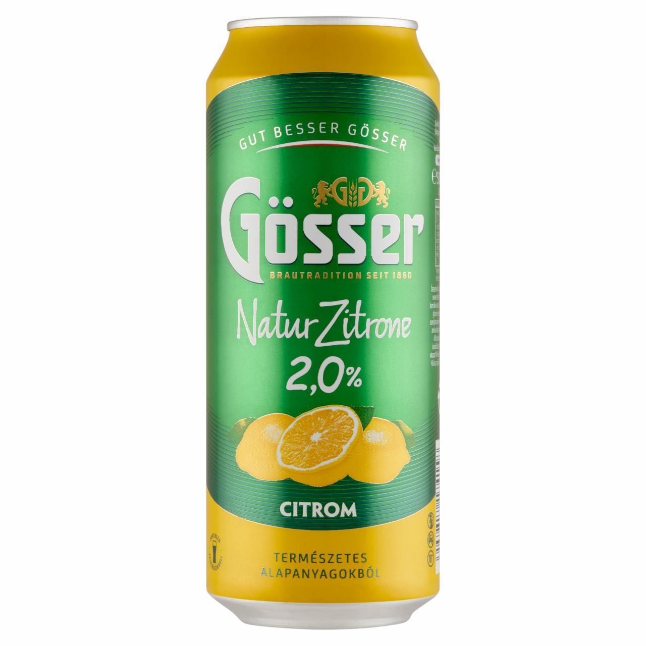 Képek - Gösser Natur Zitrone citromos sörital 2,0% 500 ml 