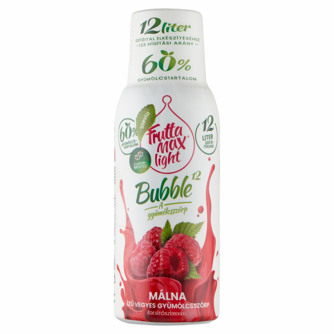 Képek - FruttaMax Bubble¹² Light málna ízű vegyes gyümölcsszörp édesítőszerekkel 500 ml