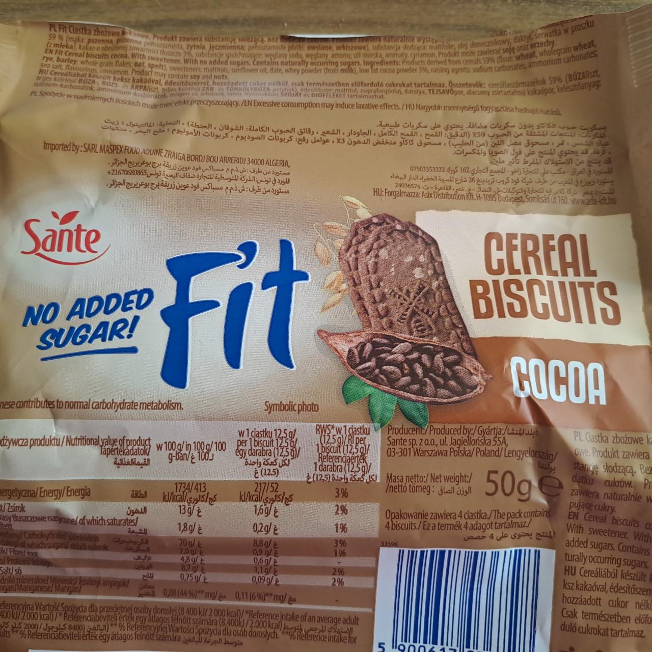 Képek - Fit Cereal Biscuits cocoa Sante