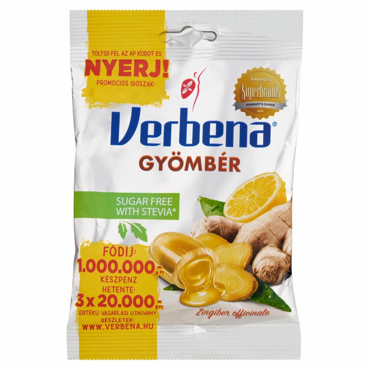 Képek - Verbena töltött keménycukorka édesítőszerekkel, gyömbérrel és C vitaminnal 60 g