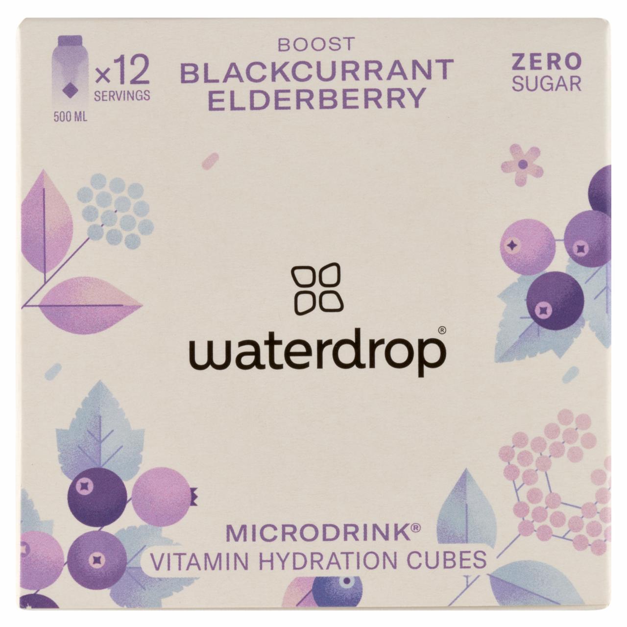 Képek - Waterdrop pezsgő kocka fekete ribizli, bodza, acai ízesítés 24 g