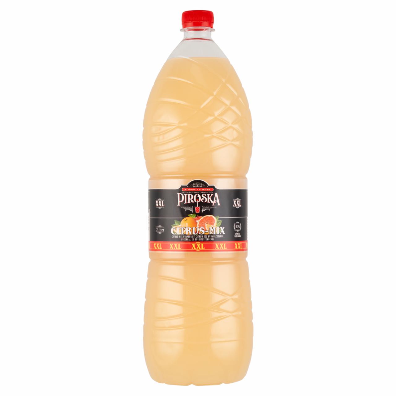 Képek - Piroska XXL citrus-mix grapefruit-citrom ízű gyümölcsszörp cukorral és édesítőszerekkel 2 l