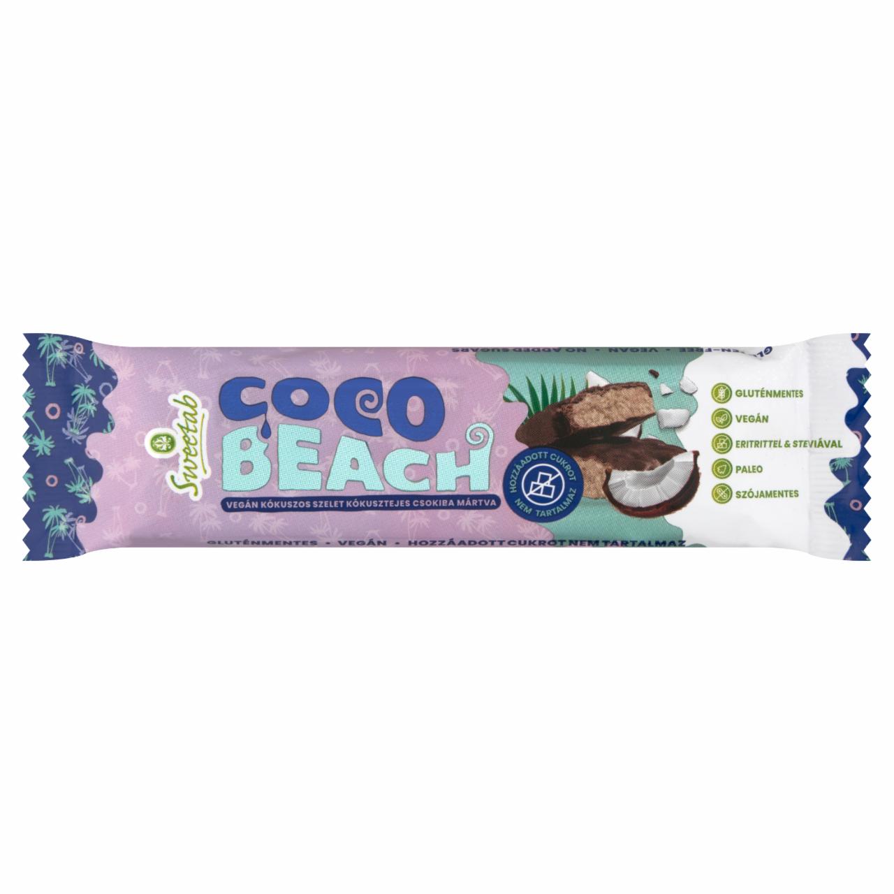 Képek - Sweetab Coco Beach vegán kókuszos szelet kókusztejes csokiba mártva 35 g