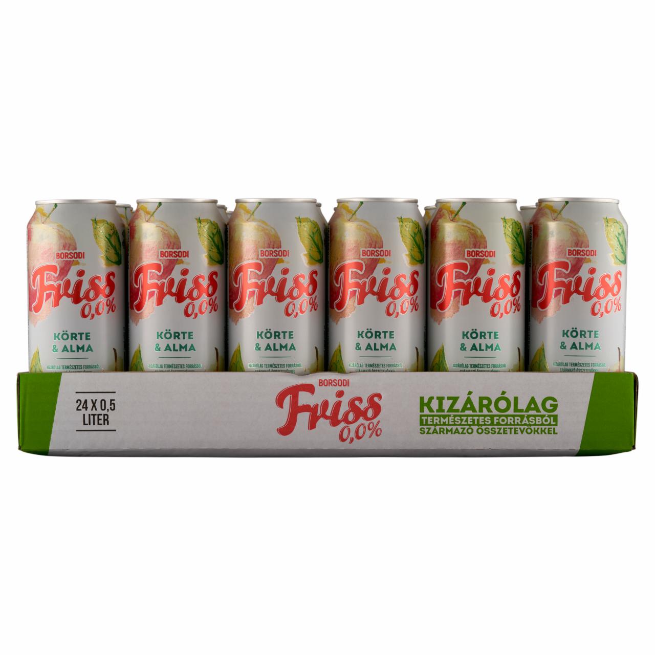 Képek - Borsodi Friss 0,0% körte-alma ízű ital és alkoholmentes világos sör keveréke 24 x 0,5 l