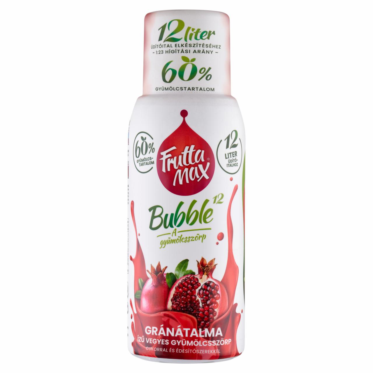 Képek - FruttaMax Bubble¹² gránátalma ízű vegyes gyümölcsszörp cukorral és édesítőszerekkel 500 ml 