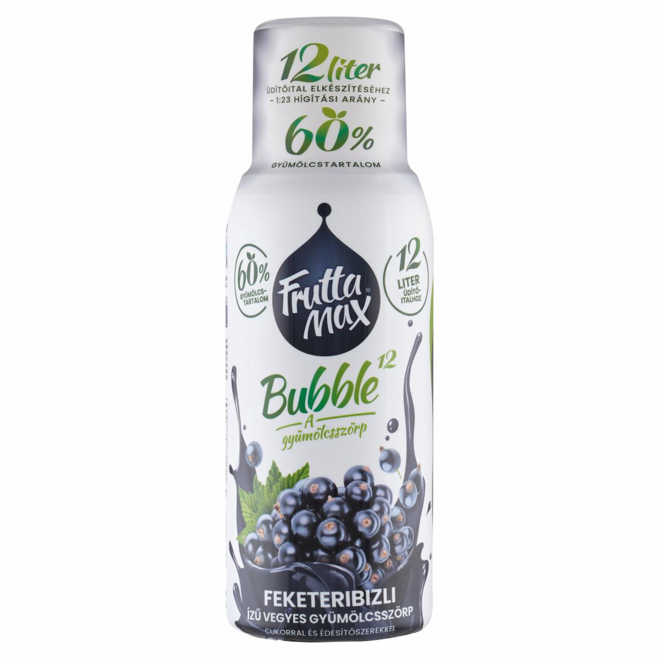 Képek - FruttaMax Bubble¹² feketeribizli ízű vegyes gyümölcsszörp cukorral és édesítőszerekkel 500 ml 