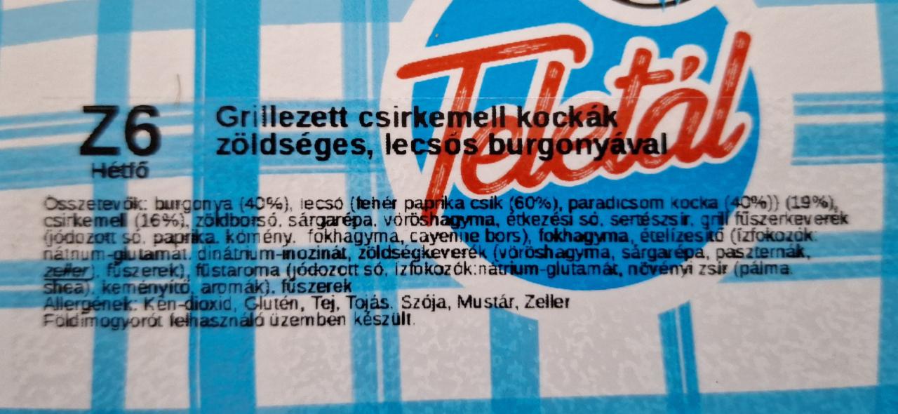 Képek - Grillezett csirkemell kockák zöldséges lecsós burgonyával Teletál