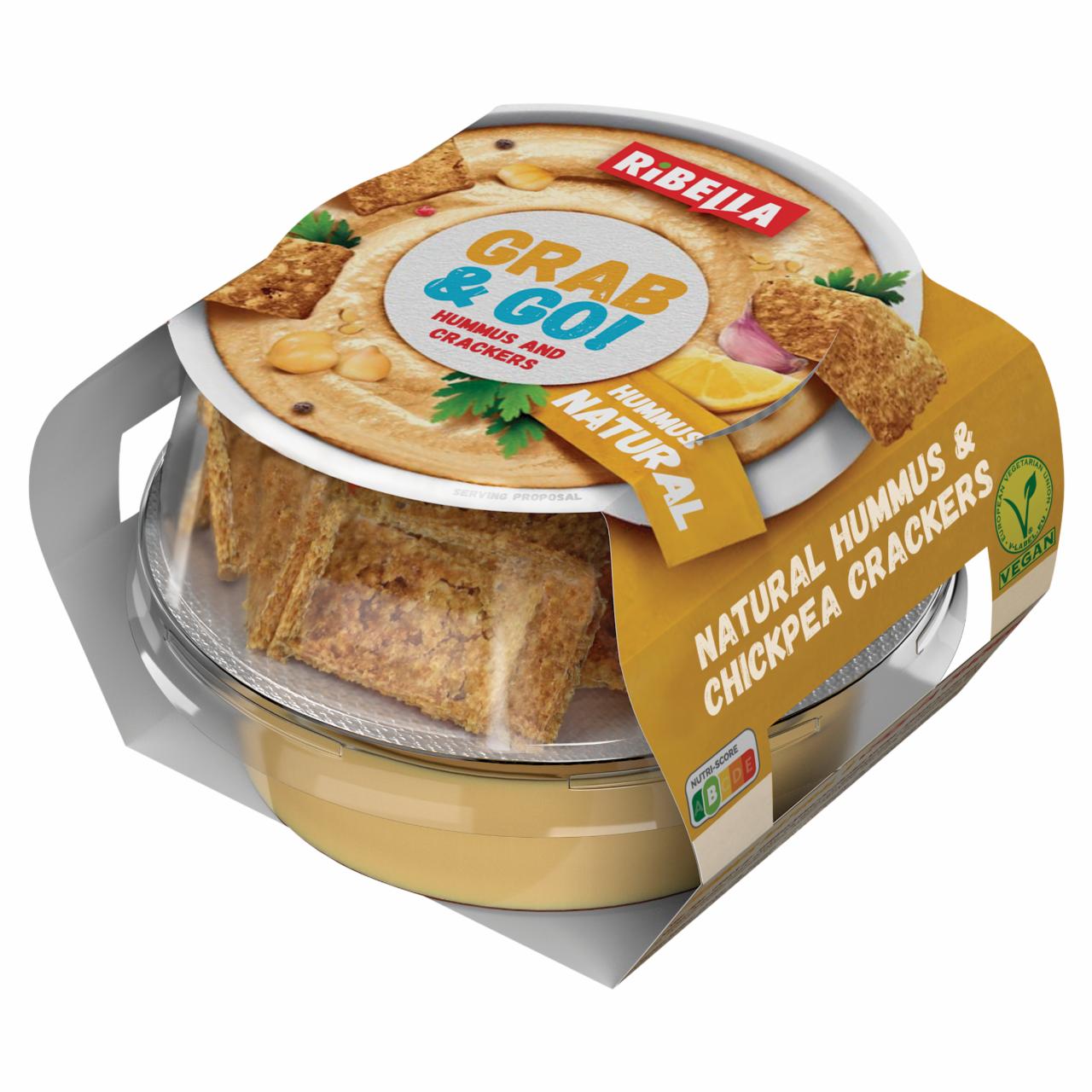 Képek - RiBella Grab & Go! Hummus natúr csicseriborsó krém és csicseriborsókeksz 130 g