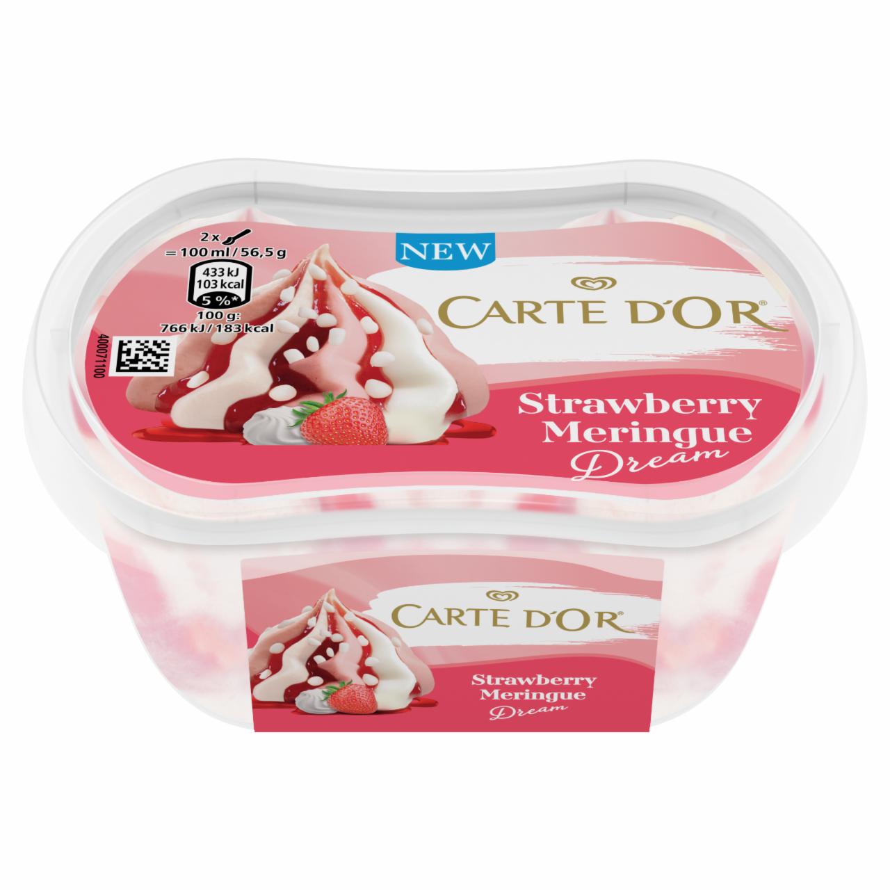 Képek - Carte D'Or Strawberry Meringue Dream epres jégkrém és vanília ízű jégkrém habcsókdarabkákkal 200 ml