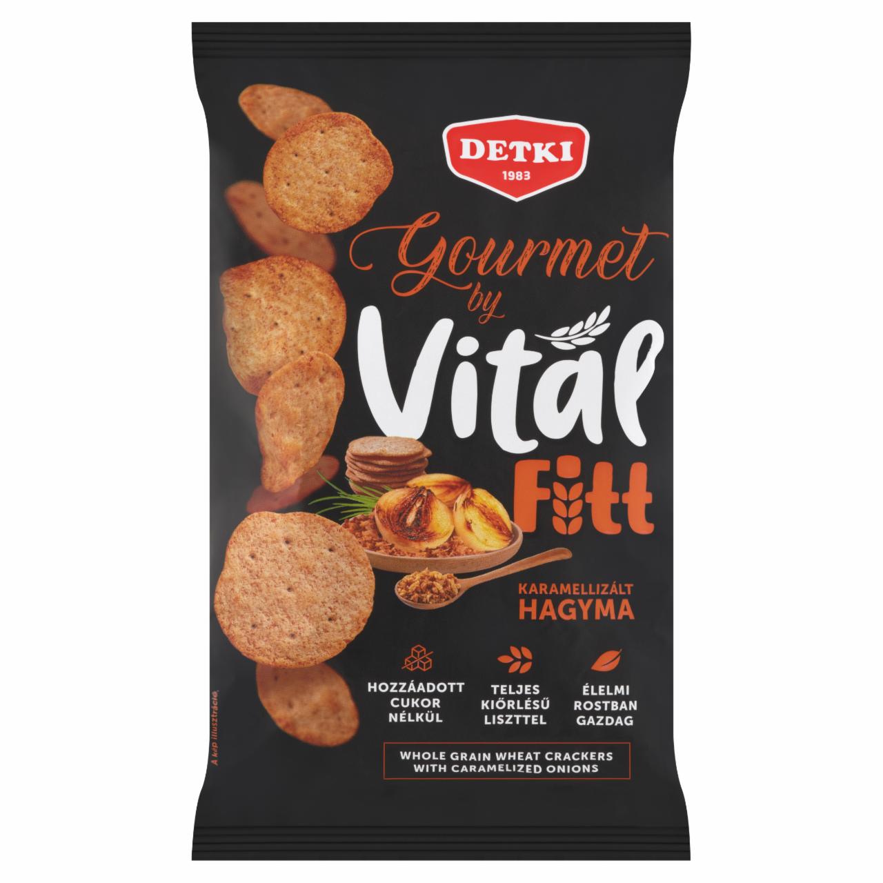 Képek - Detki Gourmet by Vital Fitt teljes kiőrlésű kréker hagymás fűszerkeverékkel 100 g