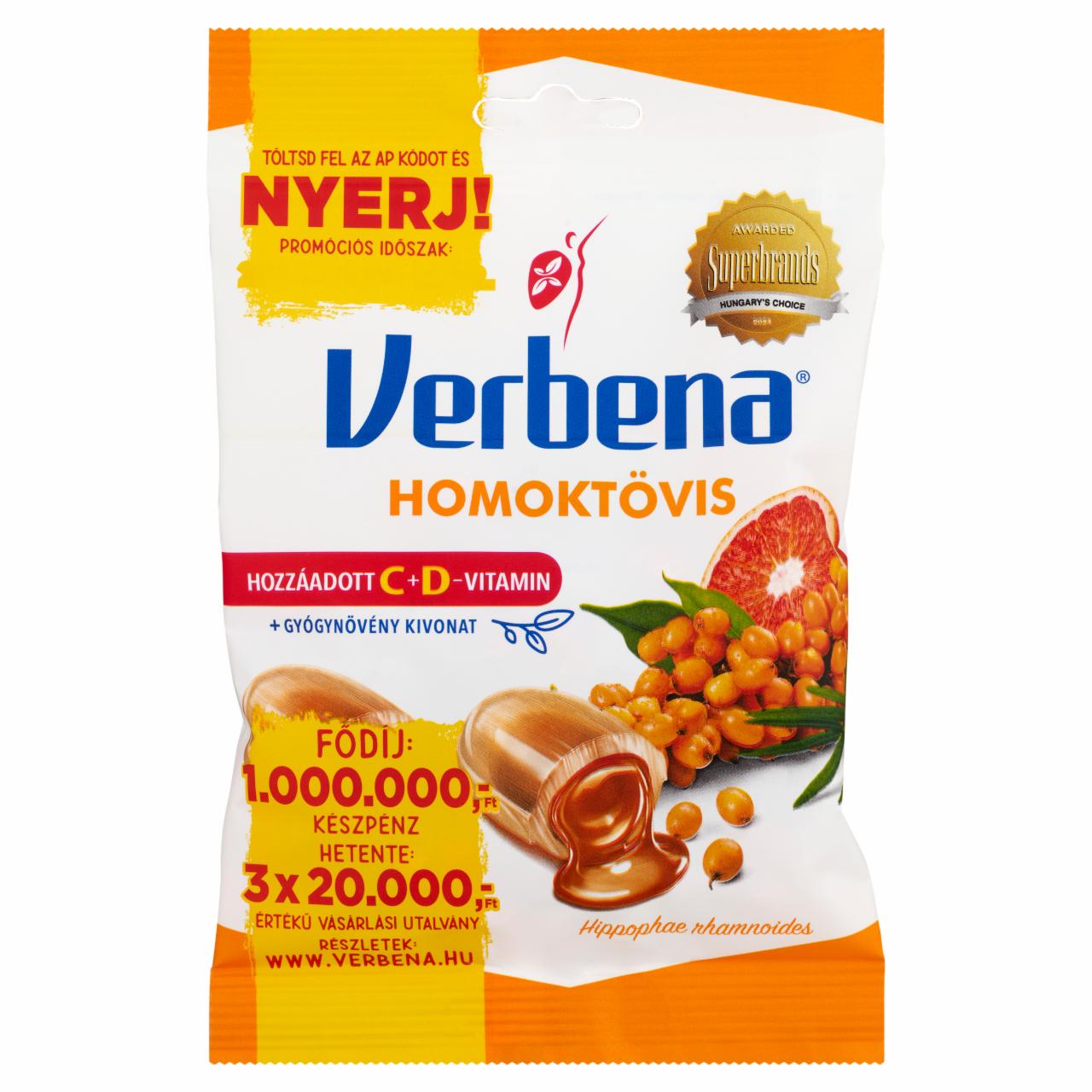 Képek - Verbena töltött keménycukorka homoktövis kivonattal és hozzáadott vitaminokkal 60 g