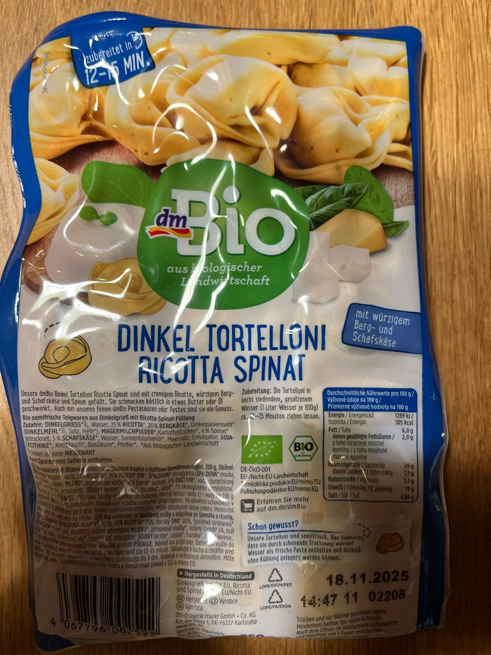 Képek - Dinkel tortelloni ricotta spinat dmBio