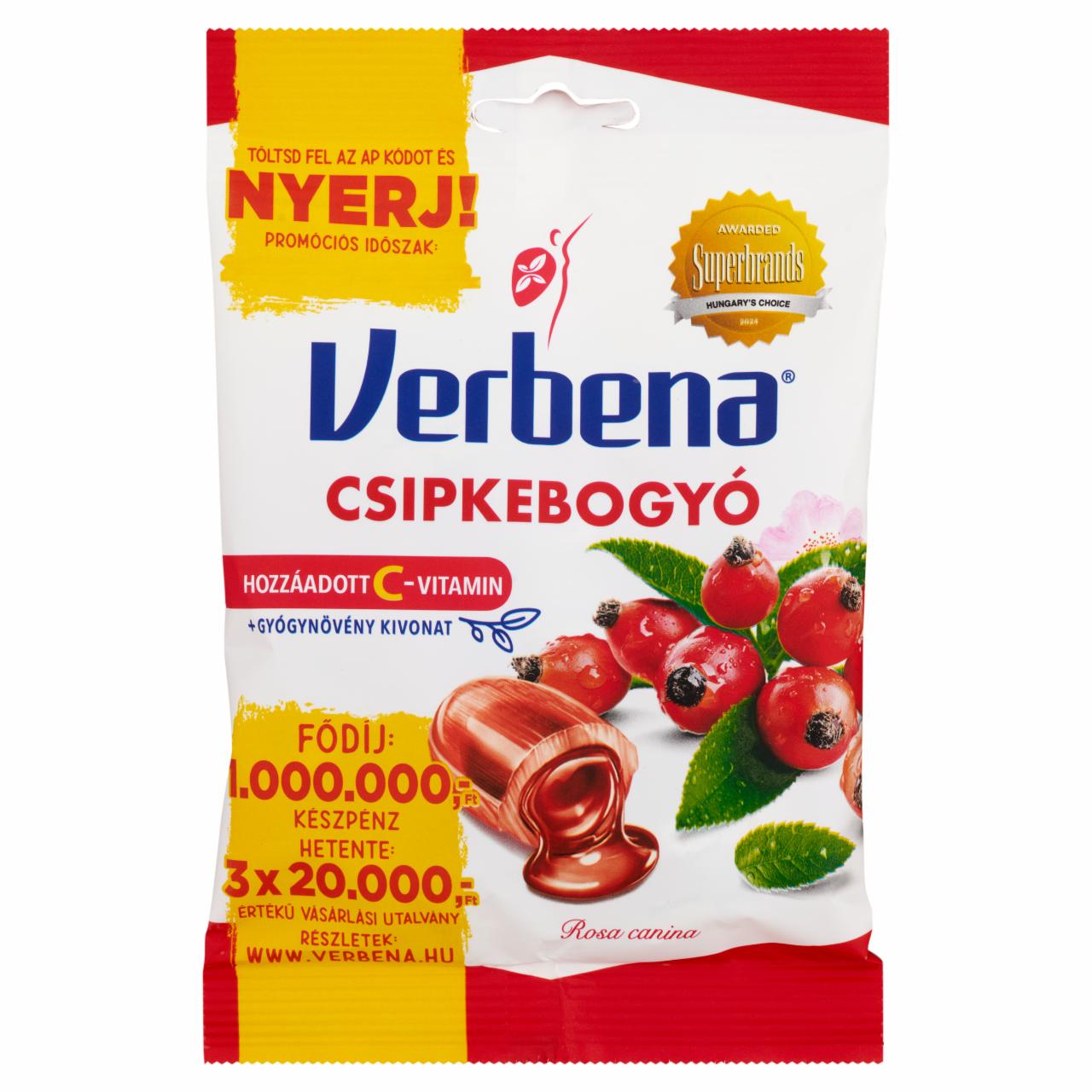 Képek - Verbena töltött keménycukorka csipkebogyó kivonattal és C-vitaminnal 60 g