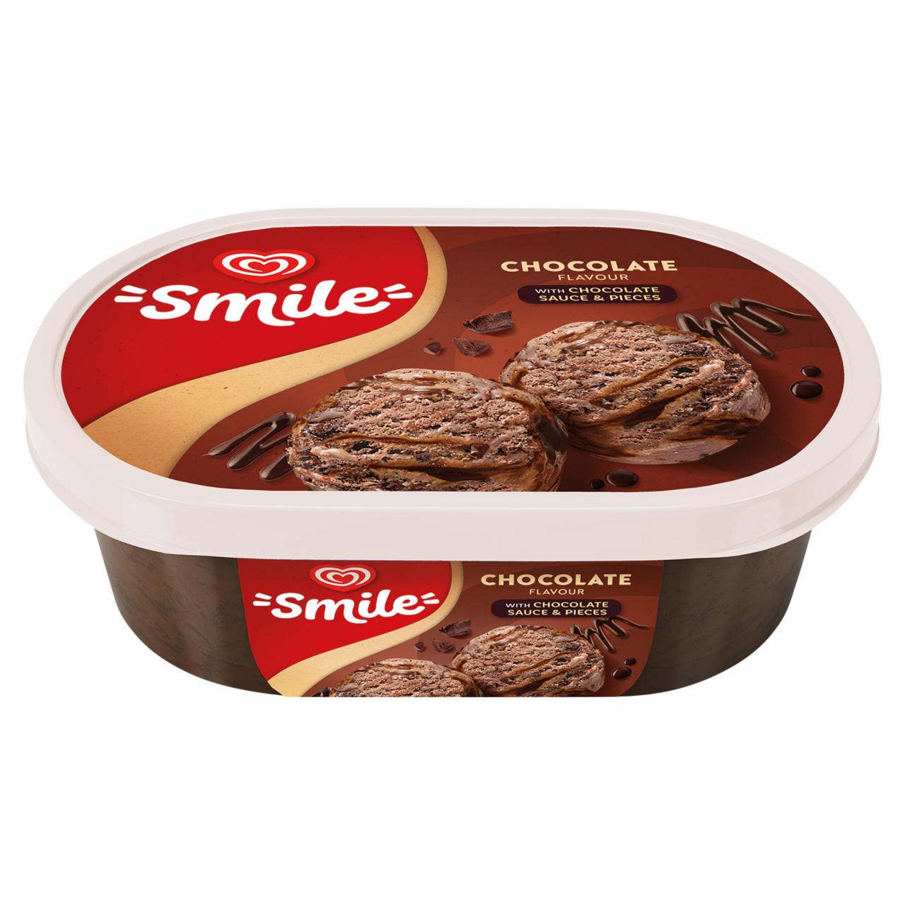 Képek - Algida Smile tejcsokoládés jégkrém csokoládés szósszal és csokoládé darabkákkal 900 ml