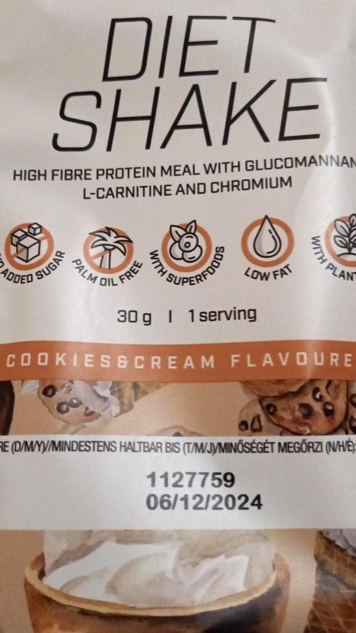 Képek - BioTechUSA Diet Shake Cookies & Cream ízű tejsavófehérje italpor édesítőszerrel 30 g