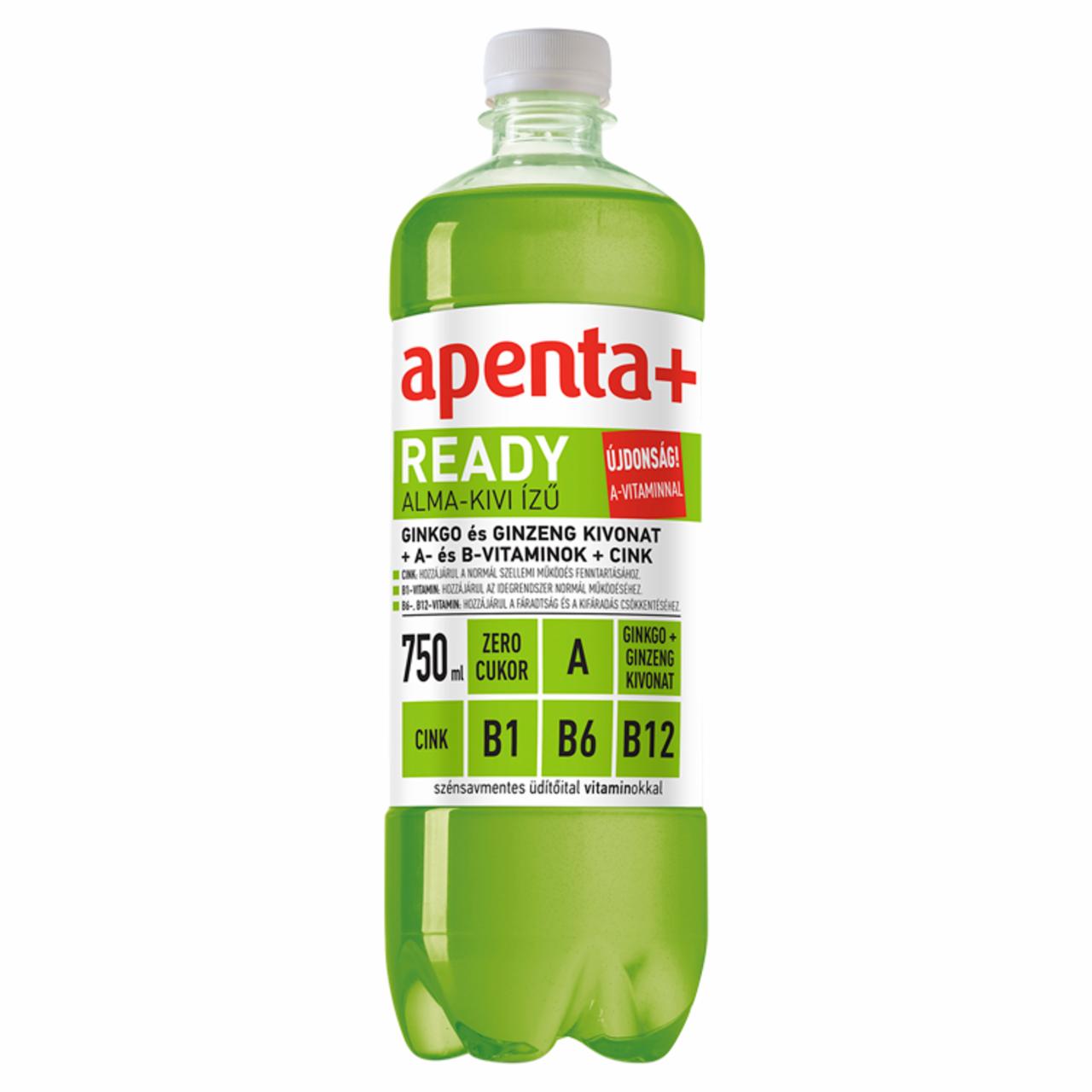 Képek - Apenta+ Ready alma-kivi ízű szénsavmentes, energiamentes üdítőital vitaminokkal 750 ml