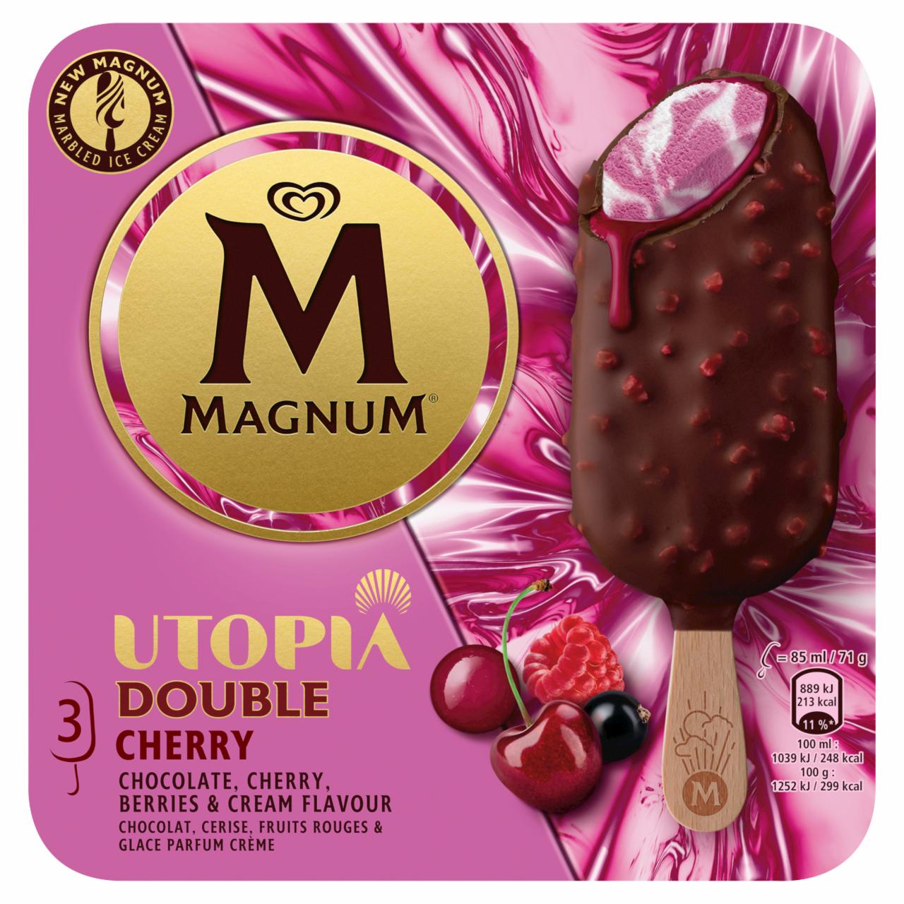 Képek - Magnum Utopia feketeribizlis-málnás jégkrém és tejszín ízű jégkrém 3 x 85 ml (255 ml)