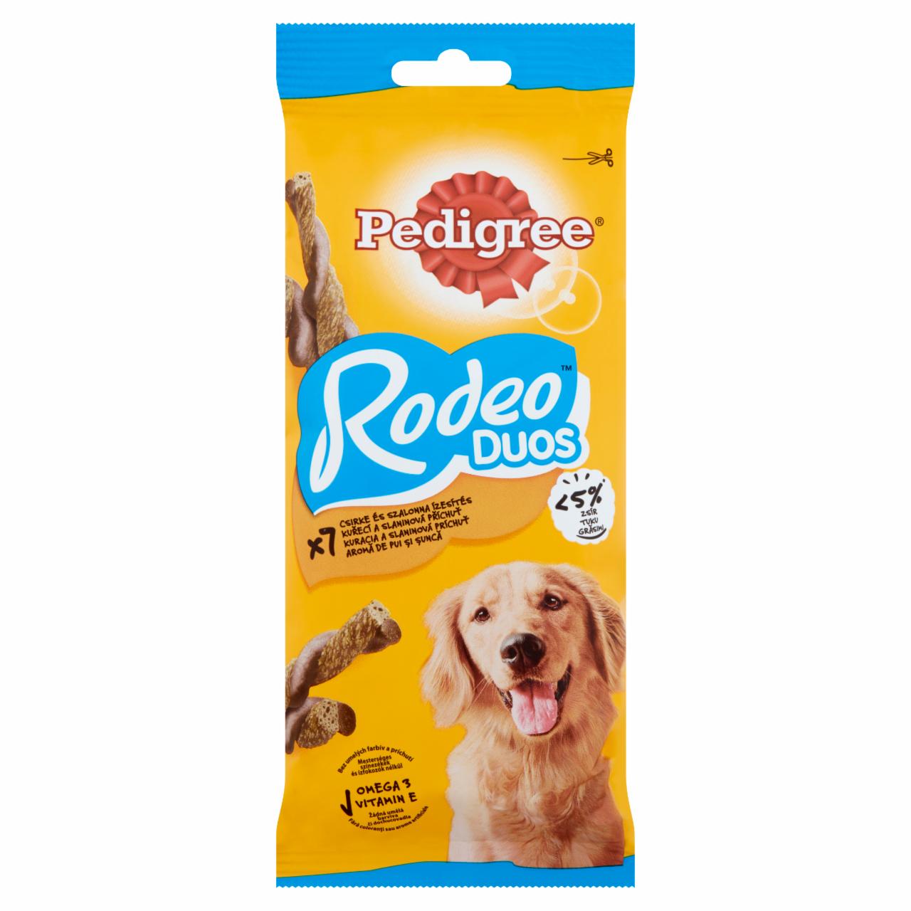 Képek - Pedigree Rodeo Duos csirke és bacon ízesítésű állateledel felnőtt kutyák számára 7 db 123 g