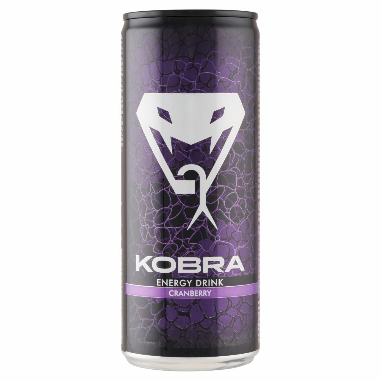 Képek - Kobra vörös áfonyaízű szénsavas üdítőital, koffeinnel, cukorral, édesítőszerrel 250 ml