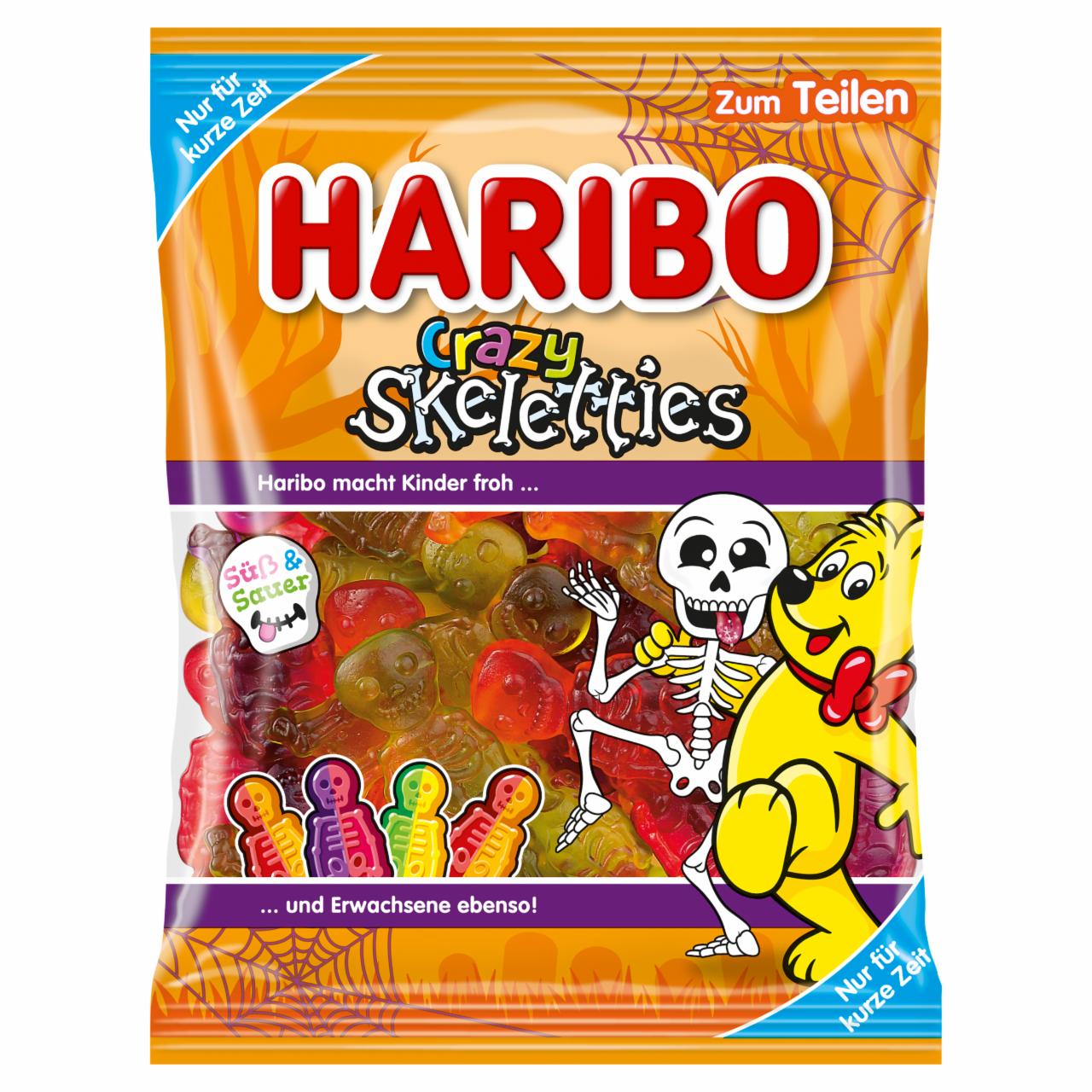 Képek - Haribo Crazy Skeletties gyümölcsízű gumicukorka 160 g