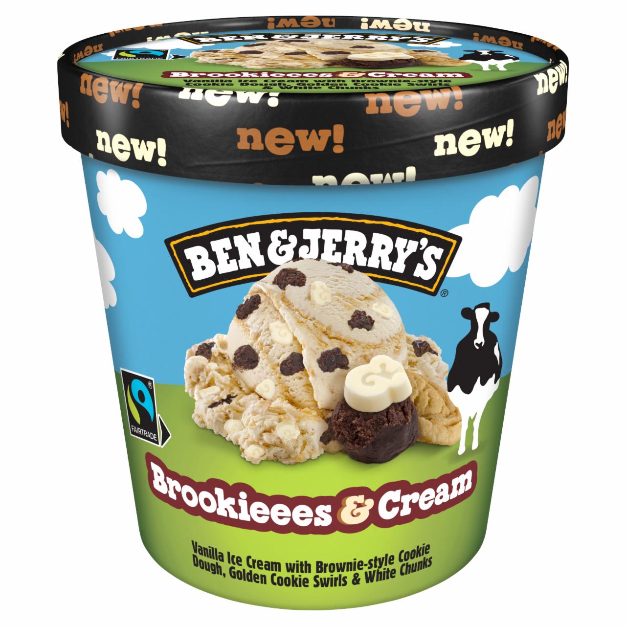 Képek - Ben & Jerry's Brookies & Cream vanília ízű jégkrém kakaós süteménydarabkákkal 465 ml