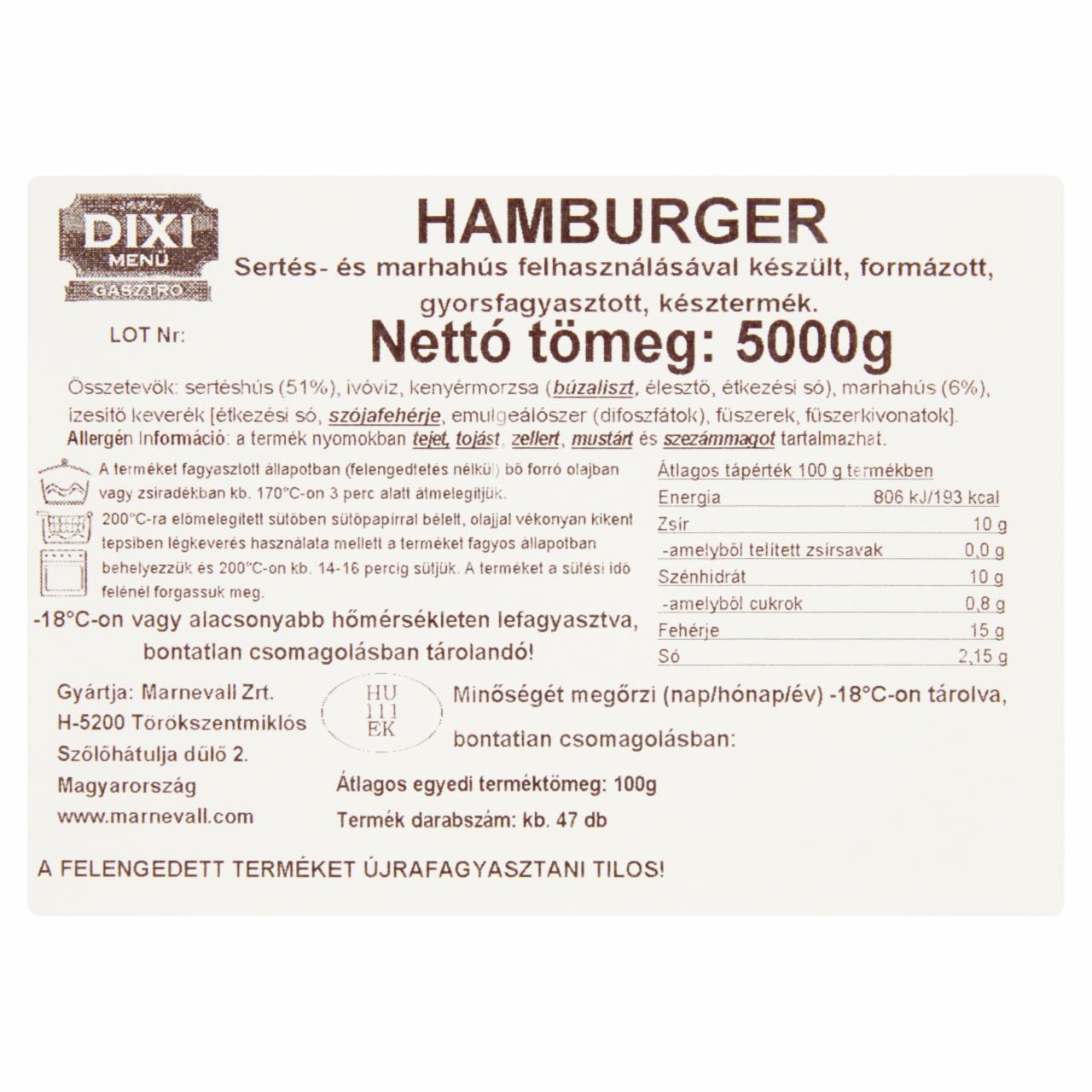 Képek - Dixi Menü Gasztro gyorsfagyasztott hamburger 49 db 5000 g