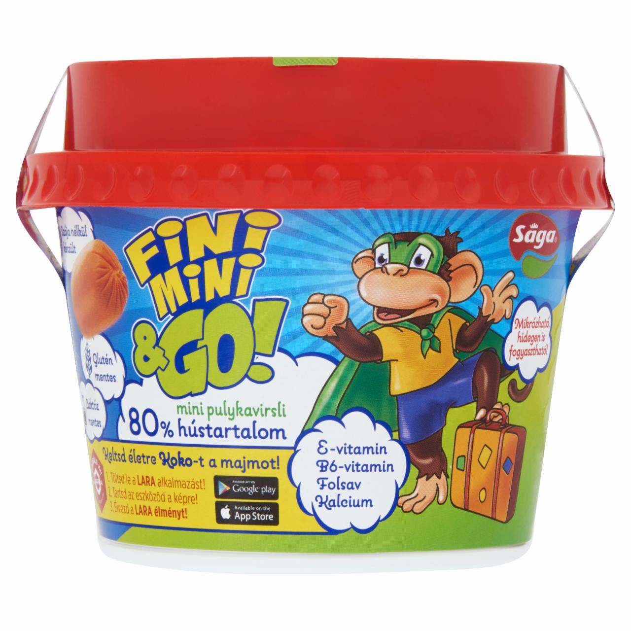 Képek - Sága Fini Mini & Go! mini pulykavirsli hozzáadott vitaminokkal és kalciummal 140 g