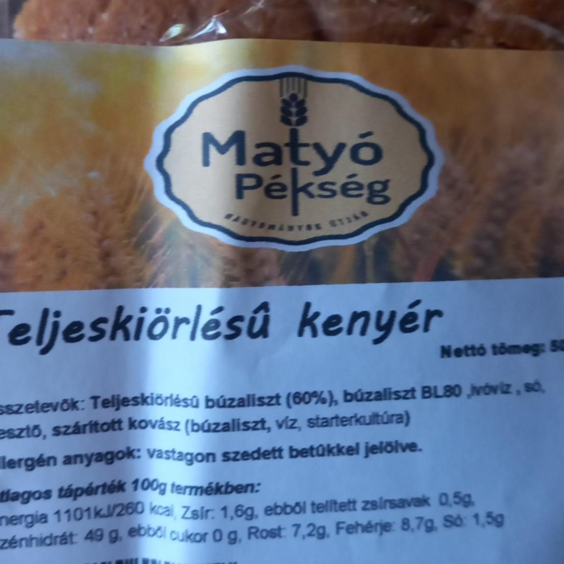 Képek - Teljeskiörlésű kenyér Matyò Pékség